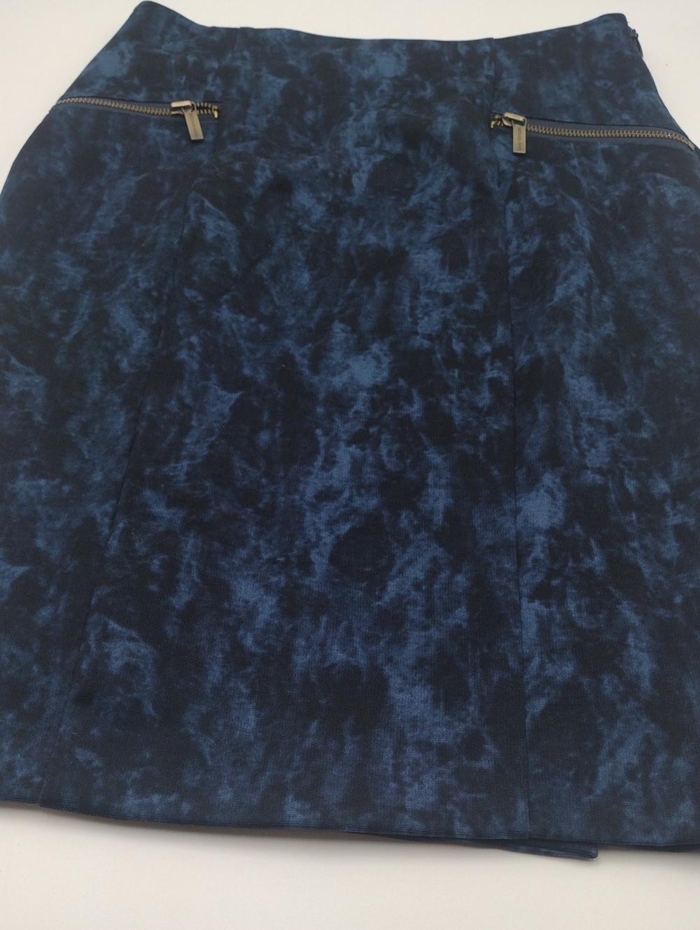 Michael Kors Navy Marble-Print A-Line Size 2 Skirt.